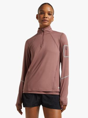 Womens TS Technical 1/4 Zip Rose Pink Top