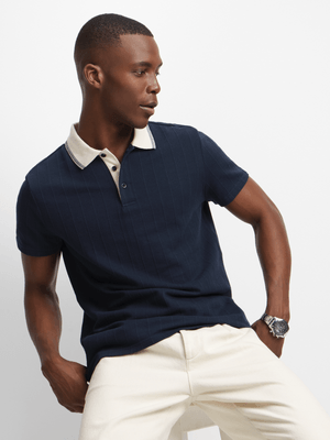 Jet Men's Navy Textured Golf Shirt