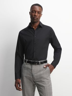 Jet Men's Black Slim Poplin Formal Shirt