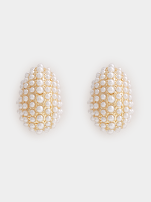 Pearl Covered 3D Droplet Earrings