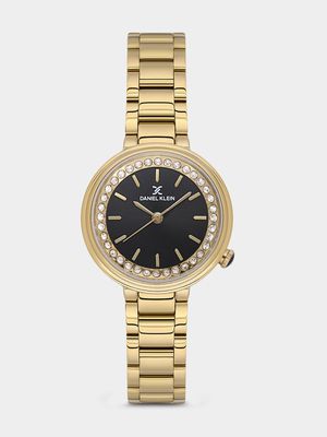 Daniel Klein Gold Plated Black Dial Bracelet Watch