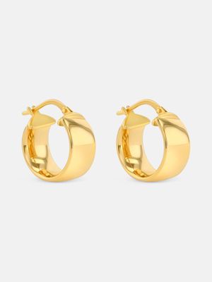 9ct Yellow Gold & Sterling Silver Hinge Hoop Earrings