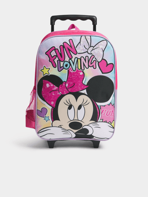 Jet Girls Pink Minnie Mouse School Trolley Bag