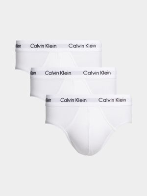 Men's Calvin Klein White 3P Hip Briefs