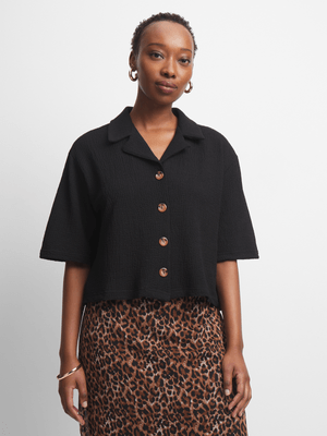 Jet Women's Black Crinkle Shirt