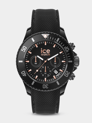 Ice Chrono Black Rose Gold Silicone Watch