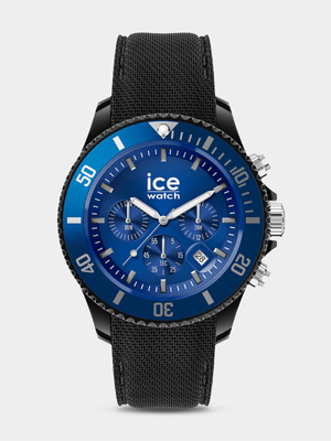 Ice Chrono Black Blue Silicone Watch