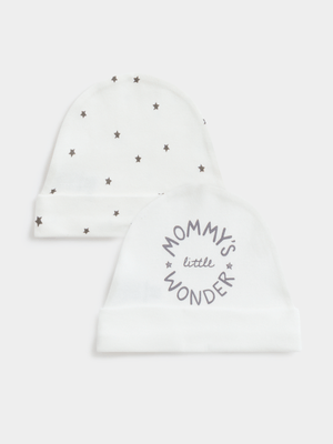 Jet Baby Unisex Cream Stars Print 2 Pack Bib