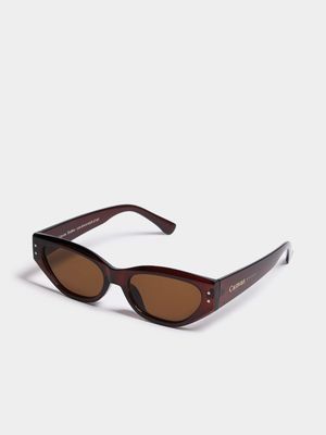 Women's Canvas Brown Cat Eye Sunglasses