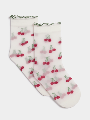 Women's Sheer Cherry Socks