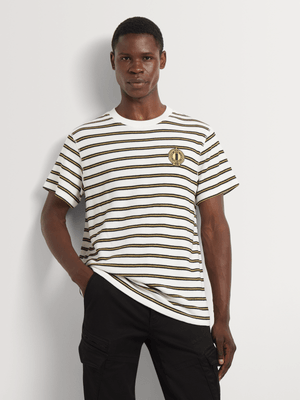 Fabiani Men's Natural Textured Stripe T-shirt