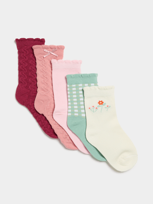 Jet Infant Girls Multicolour 5 Pack Socks