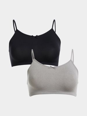 Jet Teen Girls Black/Grey Seamless Crop Bra