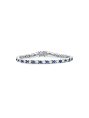 Sterling Silver Blue & White Cubic Zirconia Tennis Bracelet