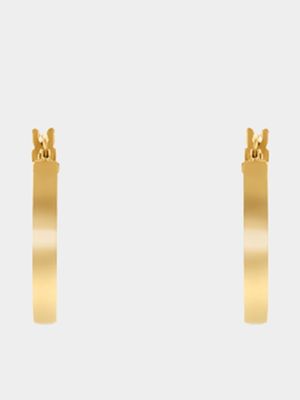 Yellow Gold,  Classic SquareTube Hoop Earrings