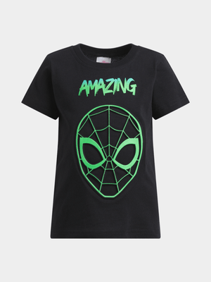 Jet Younger Boys Black/Green Spiderman T-Shirt