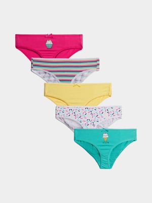 Girl's Multicolour Cupcake 5-Pack Panties