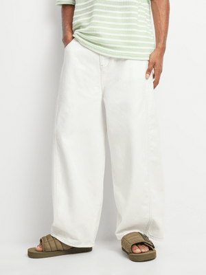 Men's White Mega barrel denim Jeans