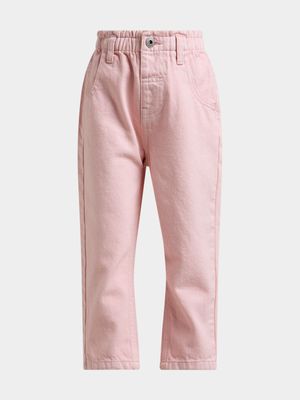 Younger Girl's Pink Mom Jeans