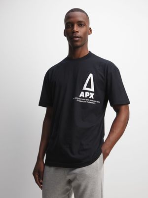 Mens APX Graphic Shoulder Relaxed Black Tee