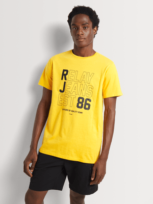 Men's Relay Jeans Slim Fit  Outline Yellow Graphic T-Shirt