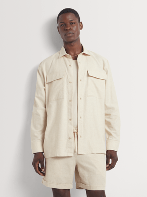 Men's Markham Plain Linen Blend Natural Shirt