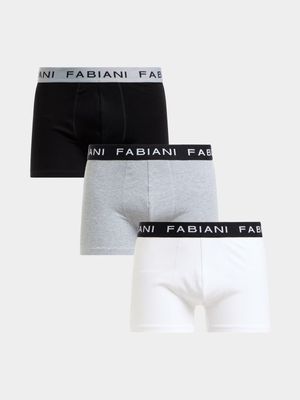 Fabiani Men's 3 Pack Black/Grey/White Trunks