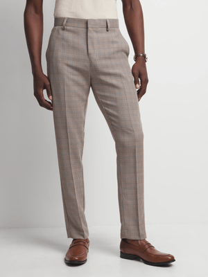 Jet Men's Brown Check Trousers