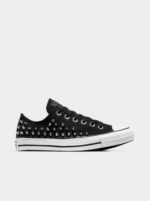 Womens Converse Chuck Taylor All Star Studded Chrome Black/Silver Sneakers