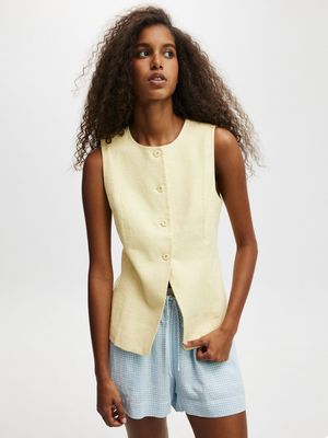 Women's Cotton On Yellow Sienna Linen Cotton Vest