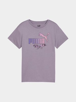 Puma Girls Ess+ Graphic Mauve Tee