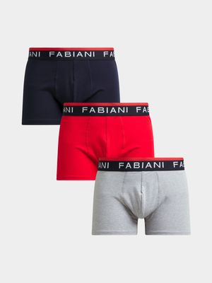 Fabiani Men's 3-Pack Nautical Red/Navy/White Trunks