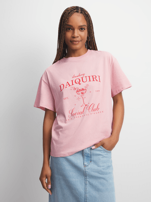 Women's Pink Graphic Print T-Shirt