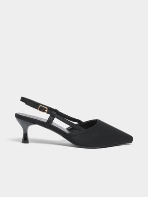 Women's Black Slingback Low Heels