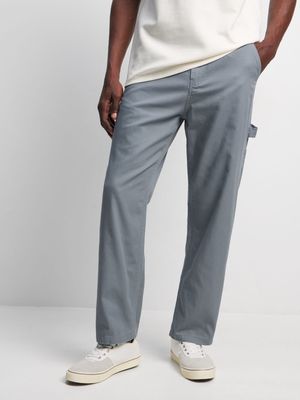 Jet Men's Grey Straight Leg Carpenter Pants