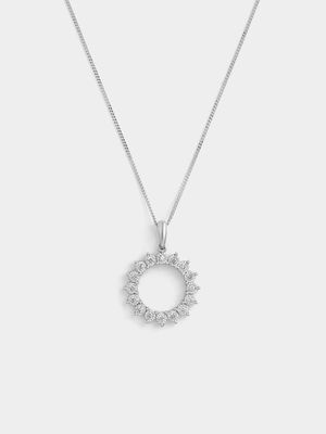 White Gold Lab Grown Diamond Circle Pendant