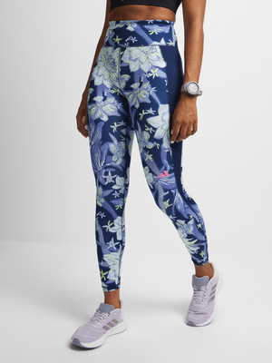 Womens adidas Own The Run All Over Print Blue Tights