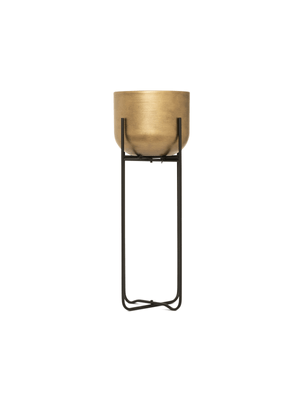 Planter Gold Metal Pot on Black Stand 60cm