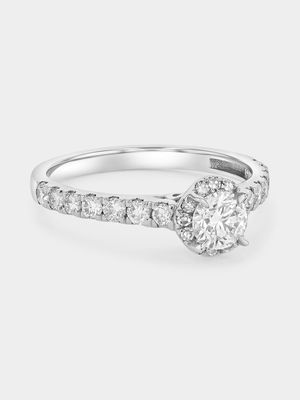 White Gold 1ct Lab Grown Diamond Round Halo Ring