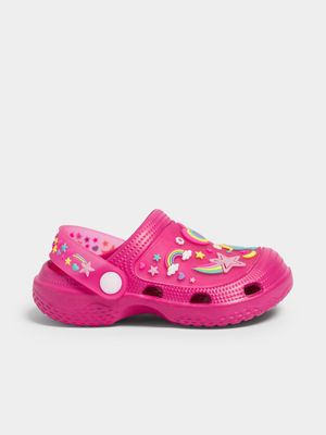 Jet Younger Girls Pink Unicorn Star Clogs