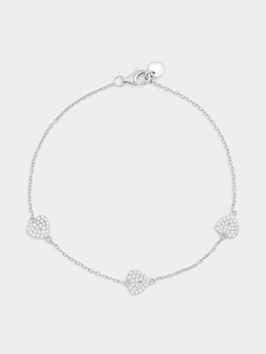 Sterling Silver Cubic Zirconia Heart Bracelet