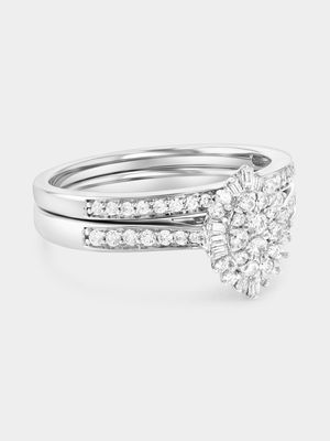 White Gold 0.5ct Lab Grown Diamond Marquise Cluster Twinset Ring