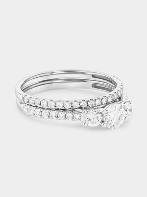 White Gold 0.9ct Lab Grown Diamond Trilogy Twinset Ring