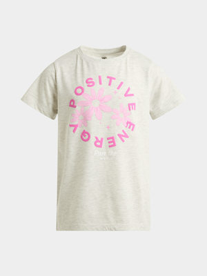 Girls TS Graphic Positive Flower Grey Tee