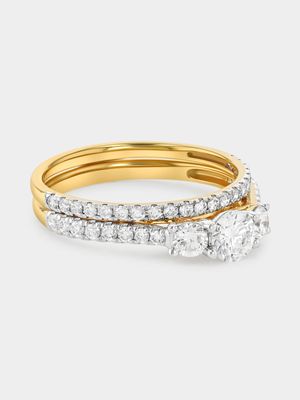 Yellow Gold 0.9ct Lab Grown Diamond Trilogy Twinset Ring