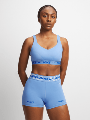 Womens Nike Pro 3 Inch Graphic Blue Biker Shorts