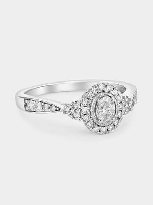 White Gold 0.75ct Lab Grown Diamond Oval Halo Ring