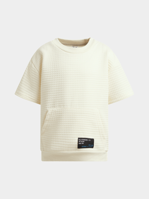 Jet Younger Boys Cream Textured T-Shirt