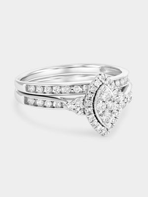 White Gold 0.4ct Lab Grown Diamond Marquise Halo Twinset Ring