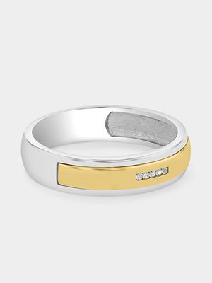 Yellow Gold & Sterling Silver Earth Grown Diamond Wedding Band